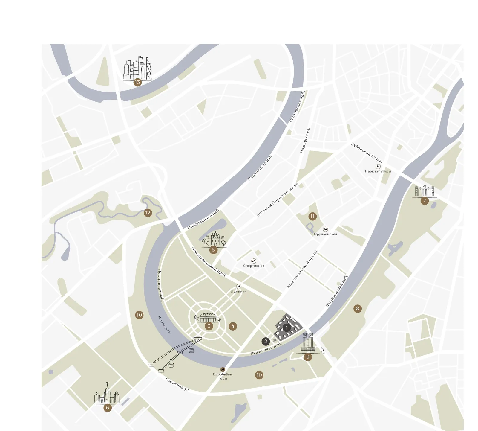 Карта окрестностей Luzhniki Collection в Хамовниках